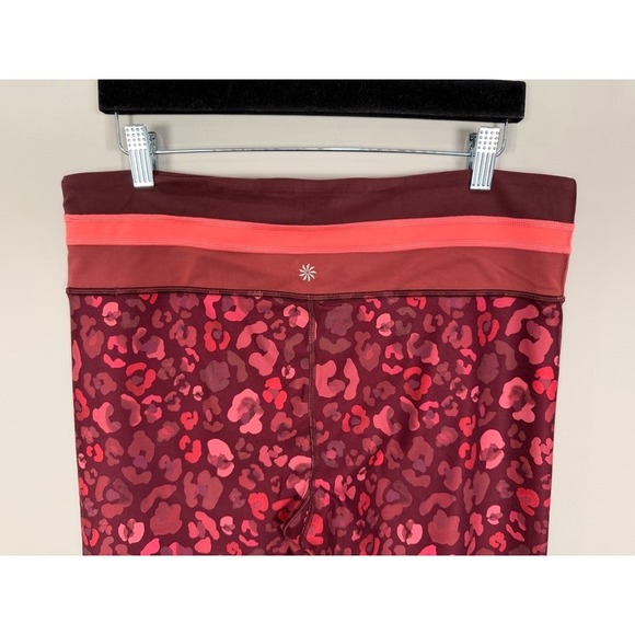 Athleta Elation 7/8 Tight Leopard Print Burgundy Pink Womens XL Workout Leggings - Picture 6 of 11